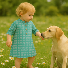 Load image into Gallery viewer, Turquoise elephants kid's pajamas and dress