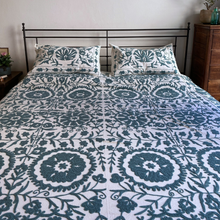Load image into Gallery viewer, Suzani pearl gray double bedspread