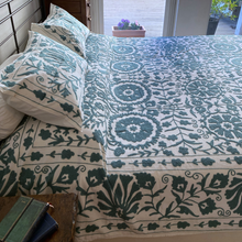 Load image into Gallery viewer, Suzani pearl gray double bedspread