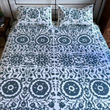 Load image into Gallery viewer, Suzani pearl gray double bedspread