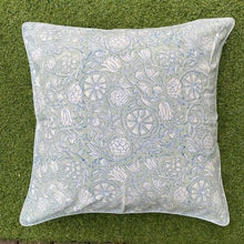 Load image into Gallery viewer, Light Blue & Sage decorative cushion cover