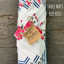 Load image into Gallery viewer, Red Roses tablecloth and placemats
