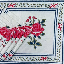 Load image into Gallery viewer, Red Roses tablecloth and placemats
