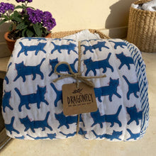 Load image into Gallery viewer, Blue Kittens &amp; Stripes quilt
